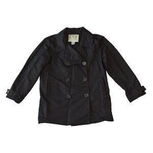 INC Black Nylon Double-Breasted Rain Coat Jacket (Size Medium)